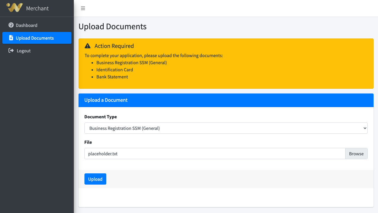 Upload Documents Form Filled